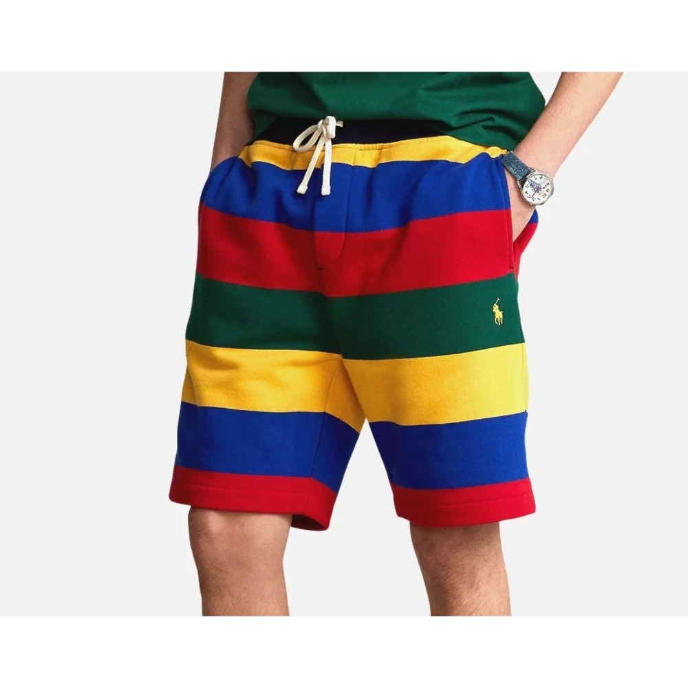 Ralph Lauren Polo Color Blocked Striped Fleece 8" Shorts Size Medium M NEW